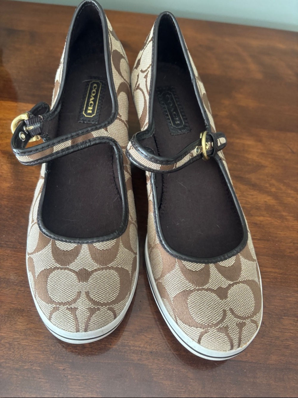 Coach Brown Signature Canvas Wedge Mary Jane - Picture 8 of 9